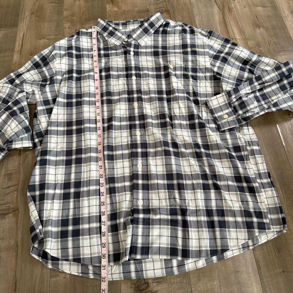 Orvis Button Down Shirt Classic Fit XXL Check Plaid Navy Blue White Pocket - Picture 4 of 7